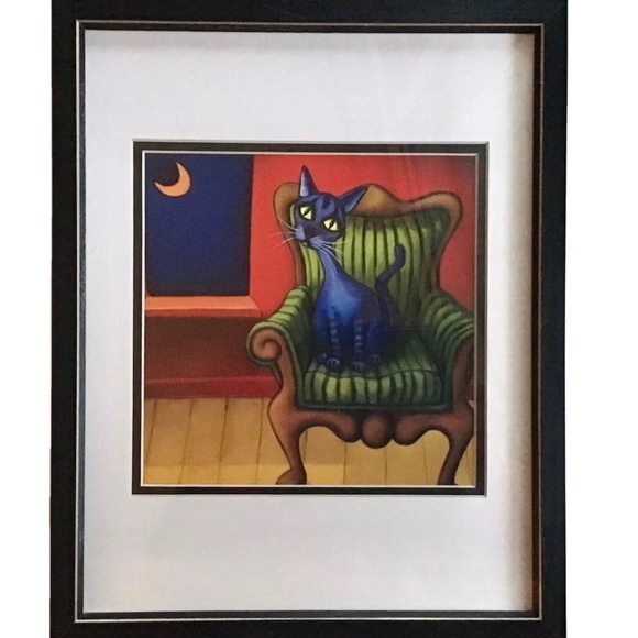 Will Rafuse Oswald 2002 Print Cat Kitty Chair Canada Vibrant Whimsical Framed - Picture 1 of 6